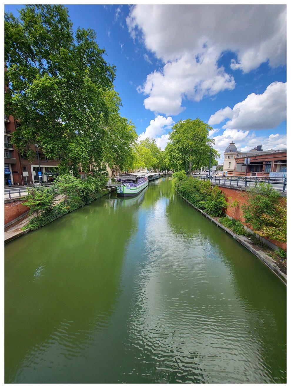 Grand angle sur un canal vert-i-gineux